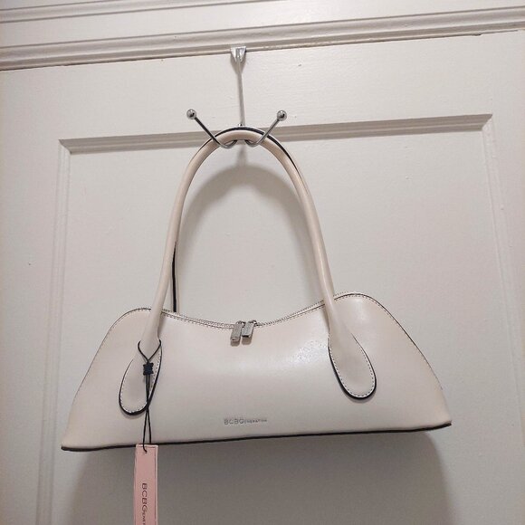100% Auth BCBGeneration Retro Ivory Faux Leather Shoulder Bag NWT !!! - Picture 1 of 4